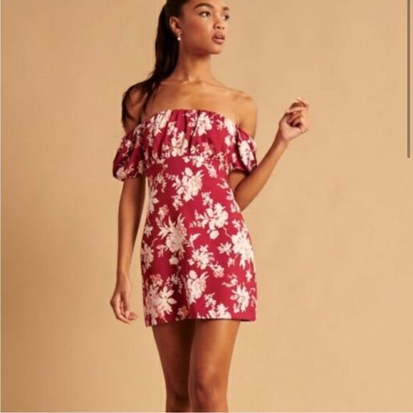 Abercrombie & Fitch Floral Dress in Red and White - Picture 1 of 9